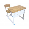 Bộ bàn ghế chân sắt dành cho cấp 1 mặt gỗ tự nhiên BHS25G