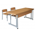 Bộ bàn ghế chân sắt dành cho 2 chỗ ngồi khung sắt mặt gỗ BHS108-5G