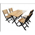 Bàn ghế quán ăn chân sắt mặt gỗ BQA02